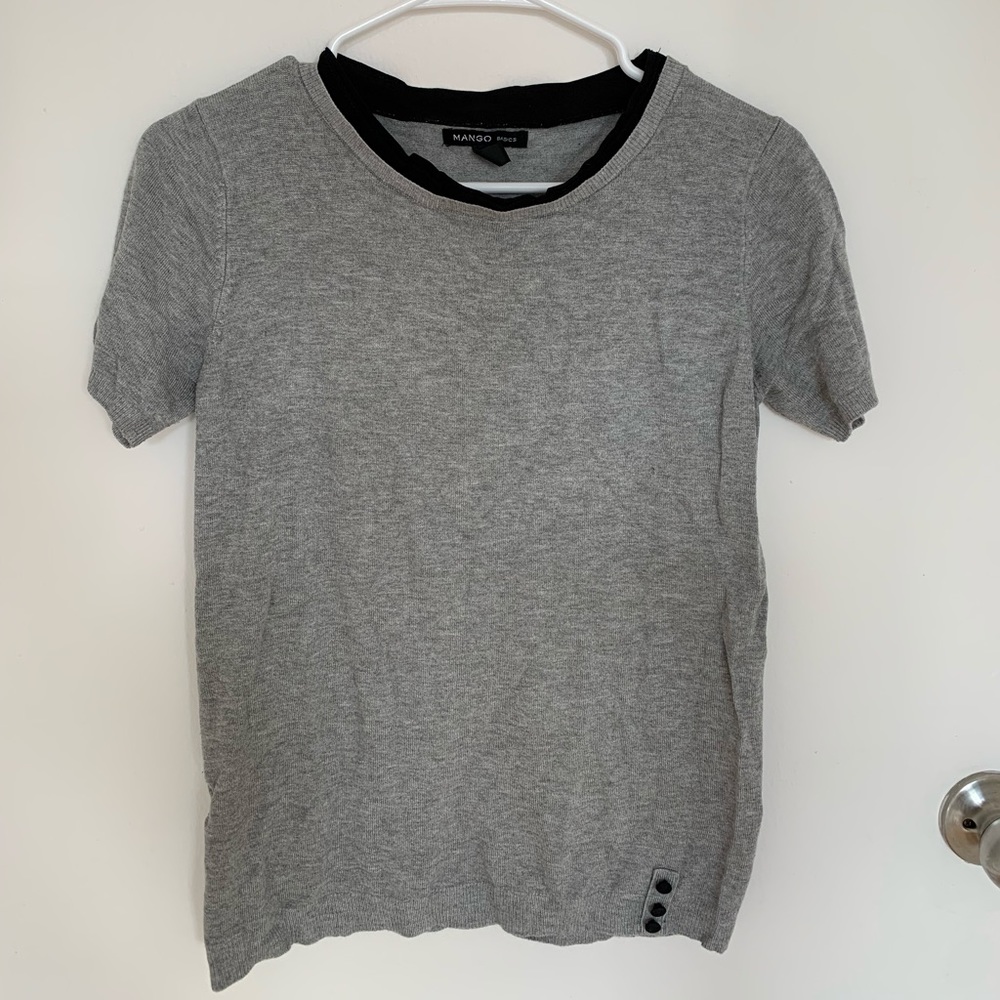 Gray Short Sleeve Top by Mango Basics Size M